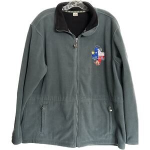 DANBURY MINT STATE OF TEXAS Embroidered Fleece Zip Up Jacket Size XL Grey